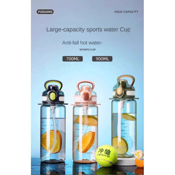 900ml 1300ml Water Bottle Large Capacity Men Portable Tritan Plastic Clear Water Bottle With Handle Double Leakproof Humanized Design