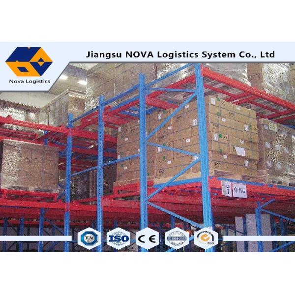 Removable / Portable Push Back Pallet Racking Q235 Steel For Space Utilization