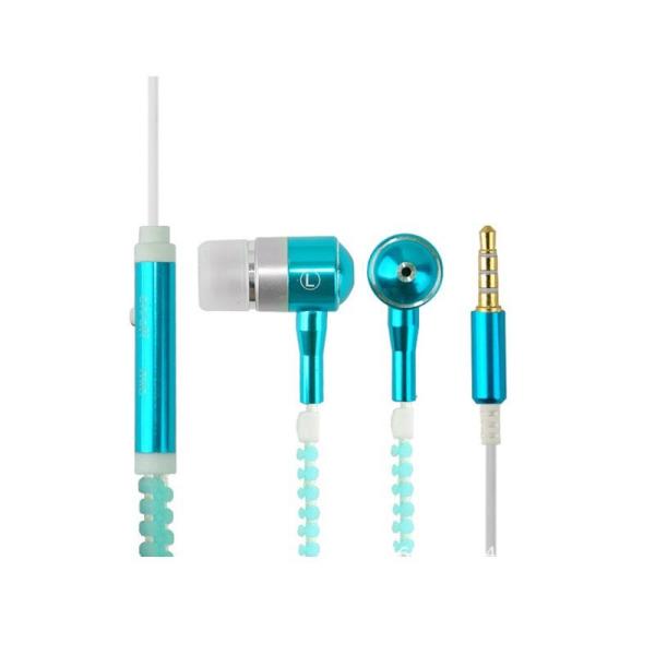 Glowing Zipper Headset Glow in The Dark Metal Earphones Earbuds with Mic Luminous Light Stereo Handsfree Earpiece