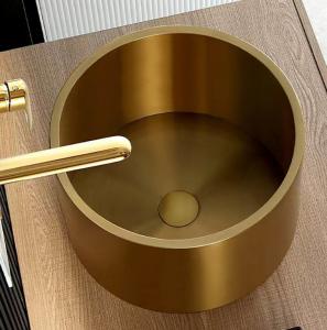 Wholesale Stainless Steel 304 Stainless Vessel Sinks , Gold Bathroom Sink Bowl For Cabinet Lavatory from china suppliers