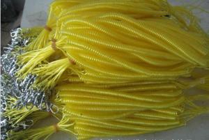Wholesale Long retention rope fishing coil tether safety yellow plastic line cord with mtal hooks from china suppliers