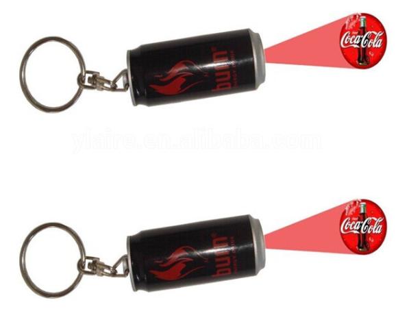 Quality Led Can Shape Projector Keychain different design with different customer logo for sale