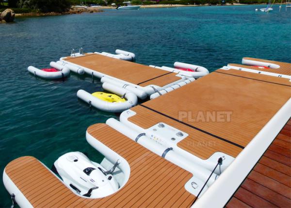 Quality 4x2x0.2m Teak Sunbathing Inflatable Floating Island Dock for sale