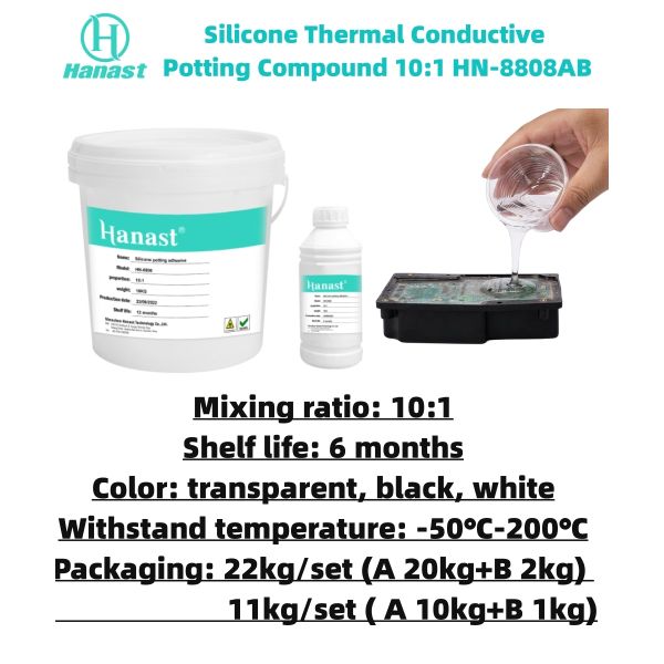 RTV Silicone Potting Compound HN-8808A/B - Transparent, High Insulation for Visual Inspection
