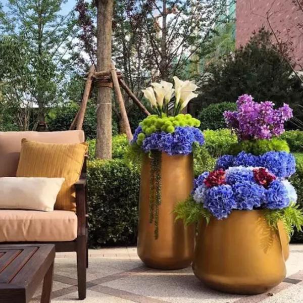 OEM ODM Stainless Steel Flowerpot Waterproof Large Metal Garden Containers