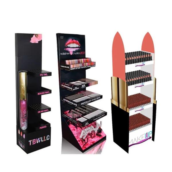 Oil Lamination Plastic Pop Display Stand UV Printing Cosmetic Makeup Display Stand