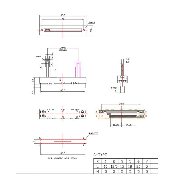 China Manufacturer Of Slide Potentiometer With Switch 30mm Travel Linear 5k 10k Ohm Potentiometer 100k Potentiometer