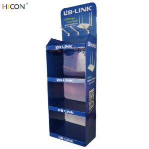 China 4-Layer Blue Custom Cardboard Retail Display Stands with Hooks on sale