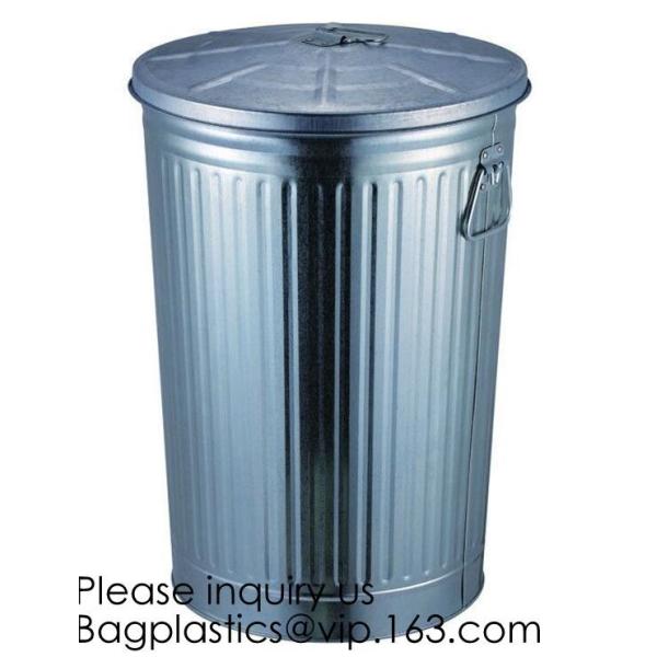 Zinc Plated Waste Bin with 25L 35L 45L 55L 65L 75L 100L, Tin Embossed Rubbish Bin Rome Living Room Bedroom Kitchen Toile
