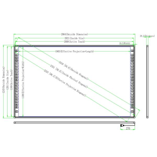 95 inch Infrared Interactive Whiteboard Projector Touch board