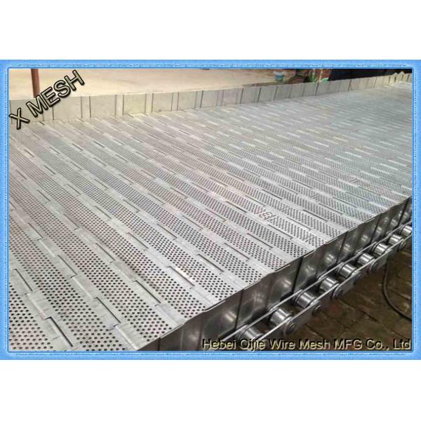 Perforated Metal Wire Mesh Flat Top SS Mobile Conveyor System For Food Processing Oven