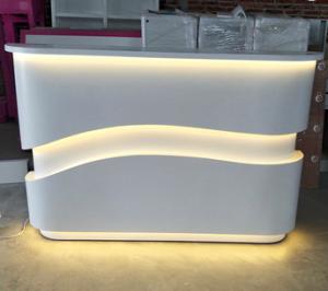 China Unique Design LED Light Retail Checkout Counter Beauty Salon Reception Desk on sale