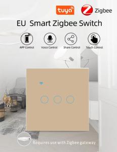 Smart Zigbee Switch Gold EU / UK Standard 220V Wall Switch App Contorl