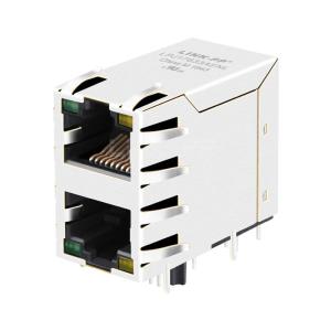 China LPJ17633AENL 10/100 Base-T Tab Up Green/Yellow LED 2X1 Port Multi-port RJ45 Connector on sale