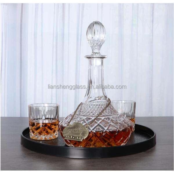 Whiskey Brandy Vodka Tequila Glass Bottle Decanter with Label and Leak Stopper Perfect