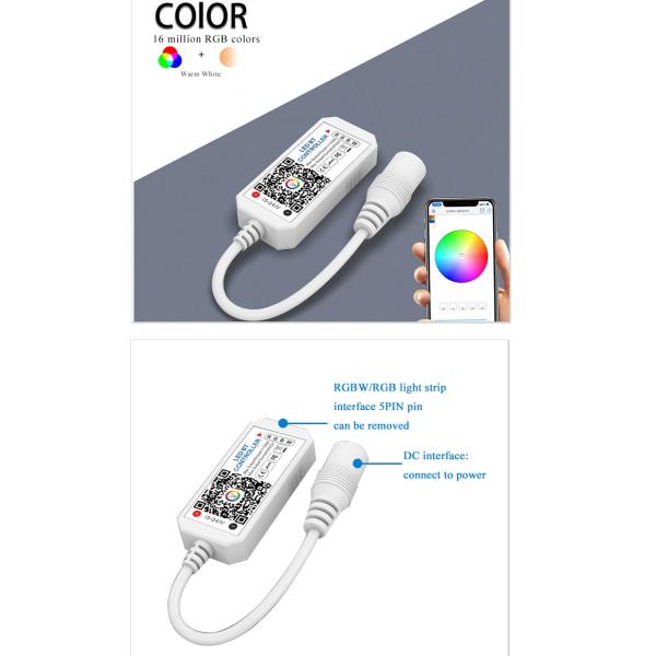 Mini Bluetooth LED Strip Smart Controller For RGB RGBW Strip Lights