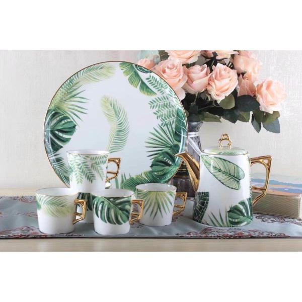 Porcelain Ceramic 15% 24K Matte Gold 200cc Bone China Tea Cups Set