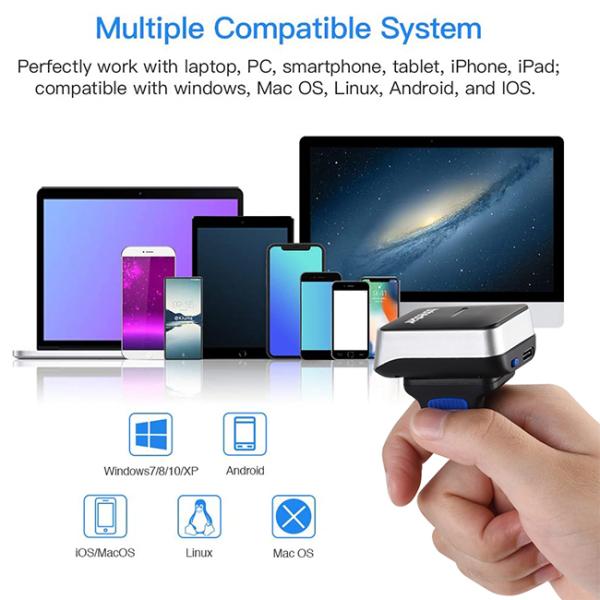 Android 4.0+ Mac OS Windows 10 Bar Code Reader With 1200mAh Battery