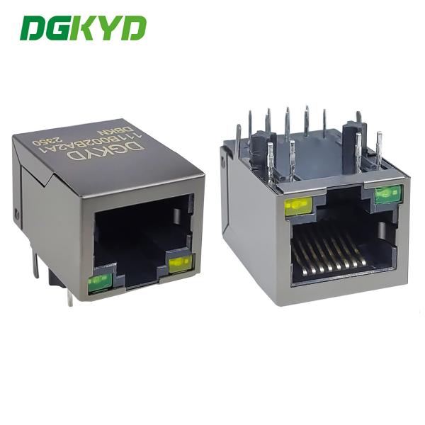 Quality DGKYD111B002BA2A1DBKN RJ45 Ethernet Connector 100Mbps Interface Network Socket Direct Insertion Black Nickel for sale