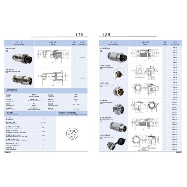 Circular Aviation Connectors Solder Panel Mount Socket PCB Male Female Connectors