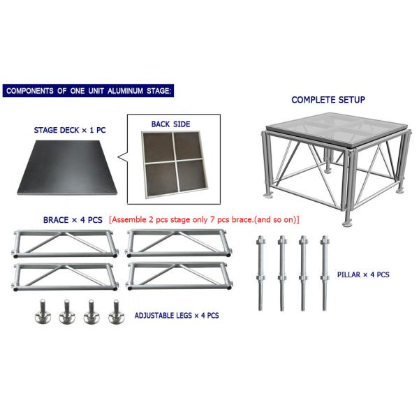 Portable Mobile Stage platform in this Display Aluminum Stage Outdoor used for Concert With Adjustable Height Legs