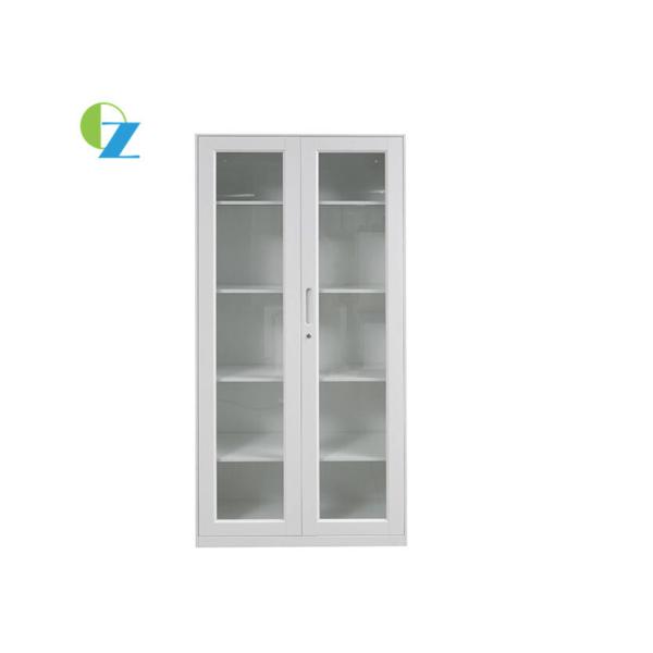 Glass Door Steel Cupboard H1850*W900*D400(MM) Blue Swing Cabinet For Office