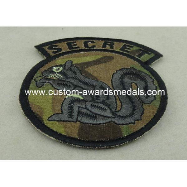 Cotton Thread Embroidery Patches For Clothes , Military Emblem Badge