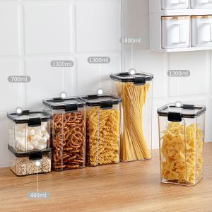 China Space Saver Stackable Clear PET Airtight Bulk Food Storage Containers Plastic Sealed Jar on sale
