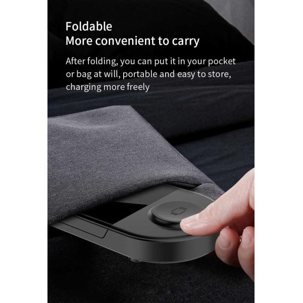 Qi 3 In1 15W 2.5D grass panel Foldable Wireless Charging Stand For 3 Devices