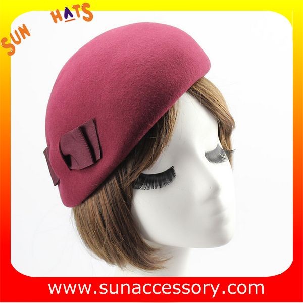 Hot sale Fashion 100% Australia wool felt ladies beret hats ,Red beret hats with adjustable band
