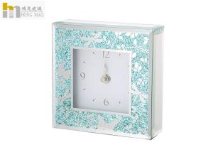 Counter Top Square Mirror Clock , Personalized Glass Clock Any Color Available