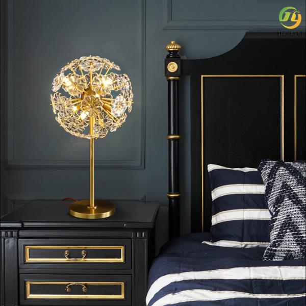 Copper Crystal Bedside Table Lamp G9 X 6 For Home Hotel