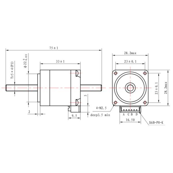 28*28*33mm NEMA 11 Linear Stepper Motor 50mN.M 0.67A For Textile Equipment