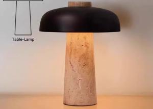 China Yellow travertine wooden table  lamp bedroom for home decorator interior stone table lamp on sale