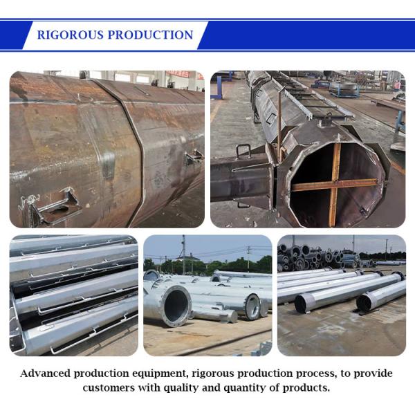 Octagonal Electricity Steel Utility Pole 11kv Power Distribution Hot Dip