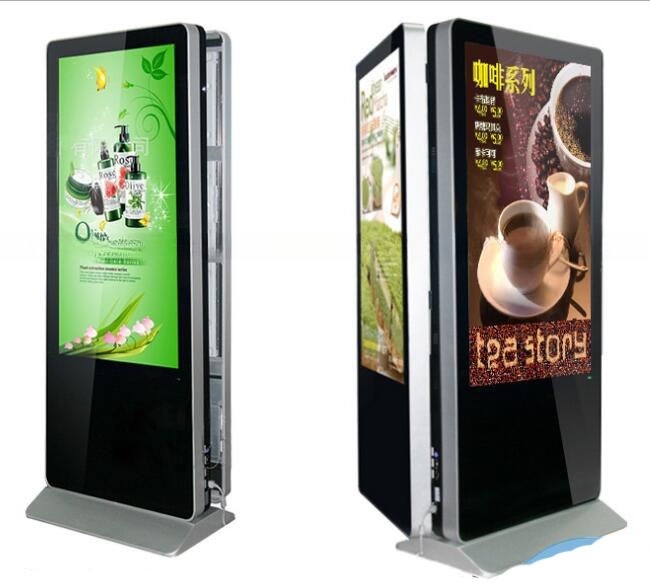 4G Network 43'' AD Kiosk Floor Standing LCD Advertising Display 1920x1080 / 3840x2160