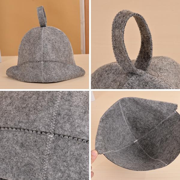 White Wool Felt Sauna Hat Cap for Russian Banya Sauna Hut With Hang Loop Supply