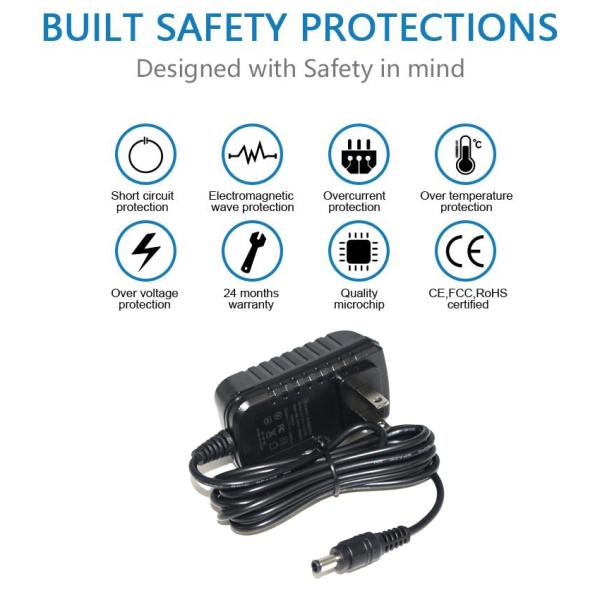 24V 1A 2A AC DC Power Adapter 100-240V Input with CE FCC Certification