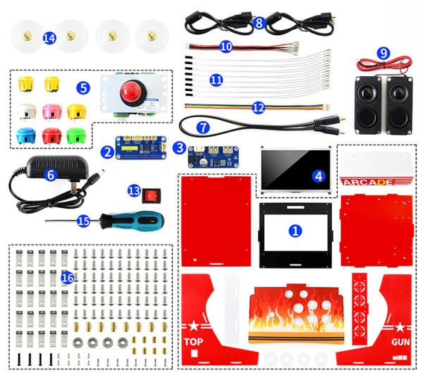 Quality Arcade Arcylic Flat Pack Kit For Raspberry pie-10.1-Inch IPS screen for sale