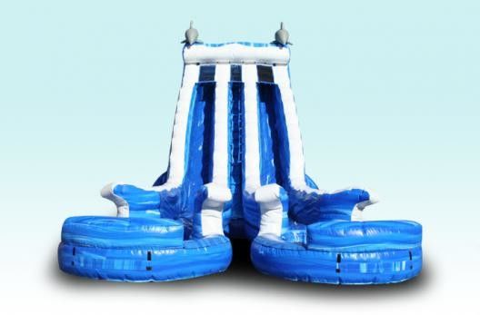 Blue 22 ft Dolphin Double lane Cali Ocean Inflatable Water Slides with PVC Tarpaulin Material