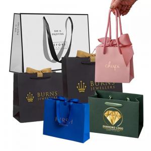 Wholesale Luxury Famous Brand Jewelry Gift Shopping Bag Custom Print Small Paper Bags With Your Own Log from china suppliers