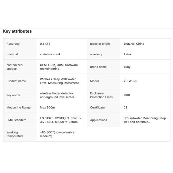 Submersible Level Sensor Wireless Well Deep Water Level Controller With Ce Certificate for Operations and Maintenance