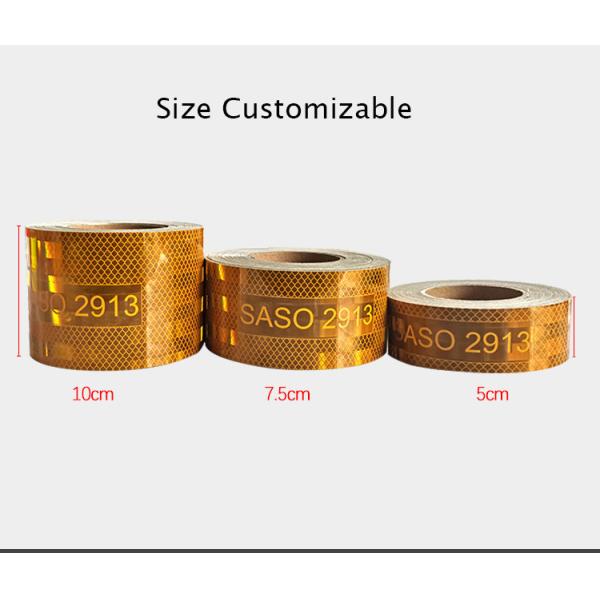 Yellow Metallized Saudi Arabia SASO 2913 Reflective Tape For Vehicle Truck