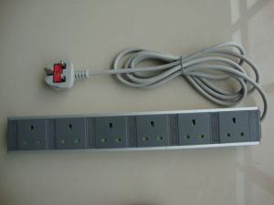 China 6 Receptacle European Power Strip , Multi Plug Extension Cord Power Bar on sale
