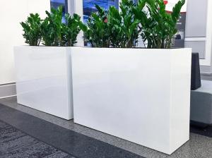 China Outdoor white hot selling light weight high strength large rectangular fiberglass planter pots on sale