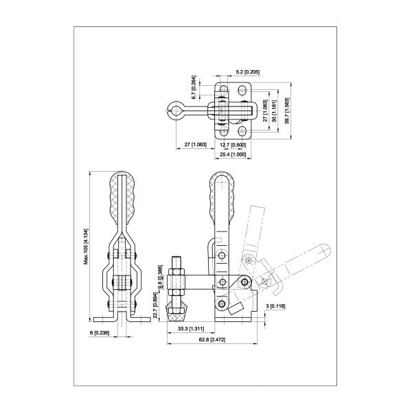 Fixed Spindle Flanged Base Vertical Handle Toggle Clamp Destaco 202 / GH-12050