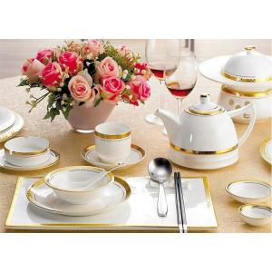 Stain Resistant Gold Decal Round Ceramic Dinnerware Set