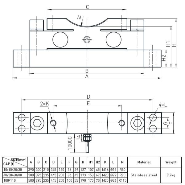 Compact Crane Strain Gauge Load Cell Sensors 10T - 110T Capacity