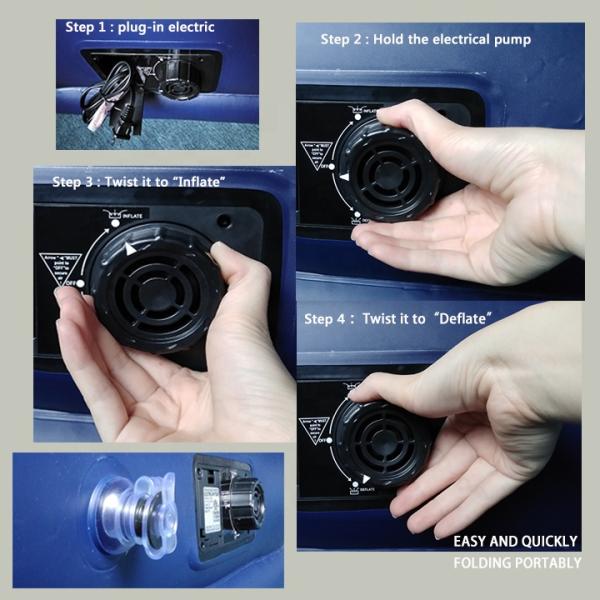 Flocked PVC Inflatable Sleeping Mat Portable Air Mattress With Pump