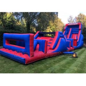 Inflatable Boot Camp Obstacle Courses Blue & Red Customized Commercial
